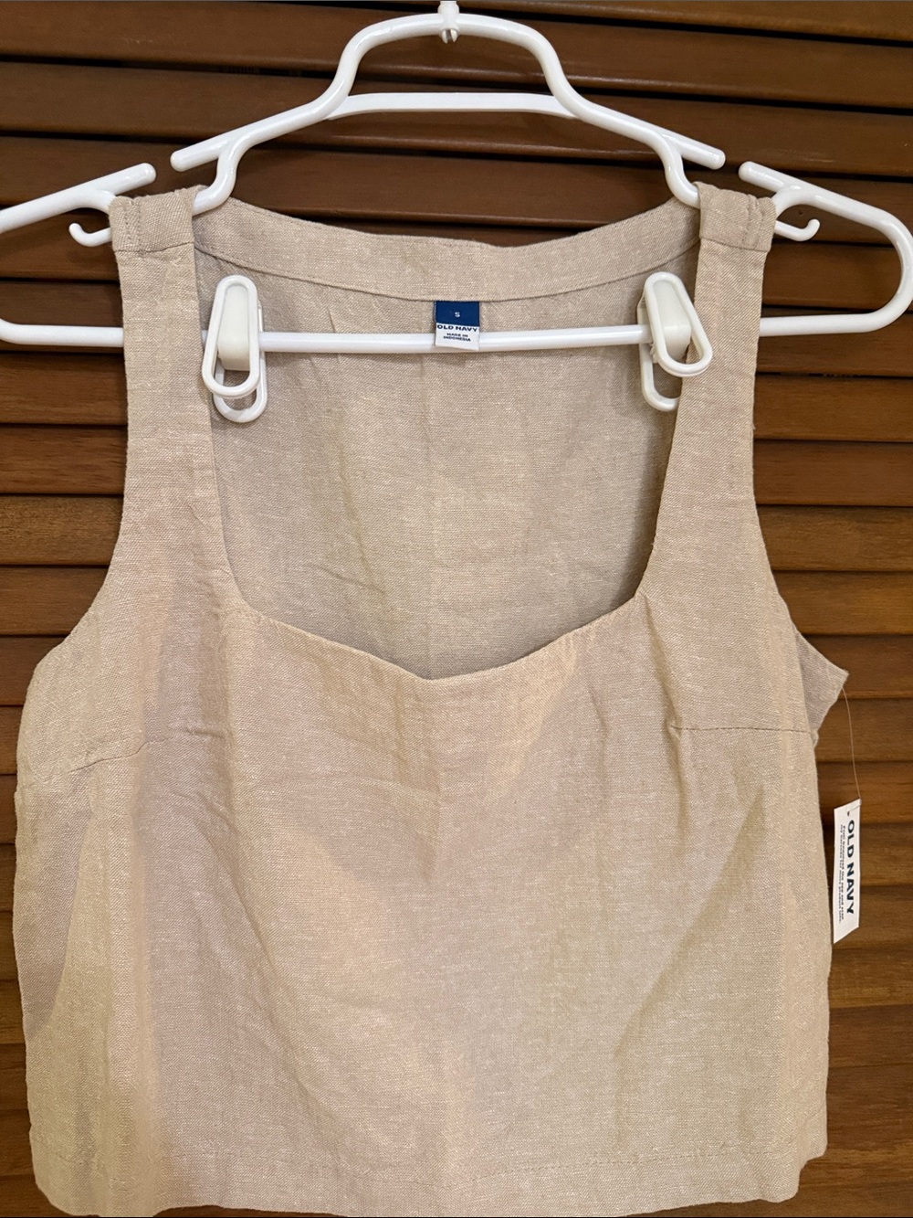 Old Navy Beige Linen-Blend Cropped Tank Top